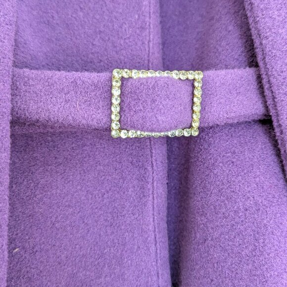 M By Shakara Wool Blend Coat with Faux Fur Cuffs Size 12 Belted - Picture 4 of 13